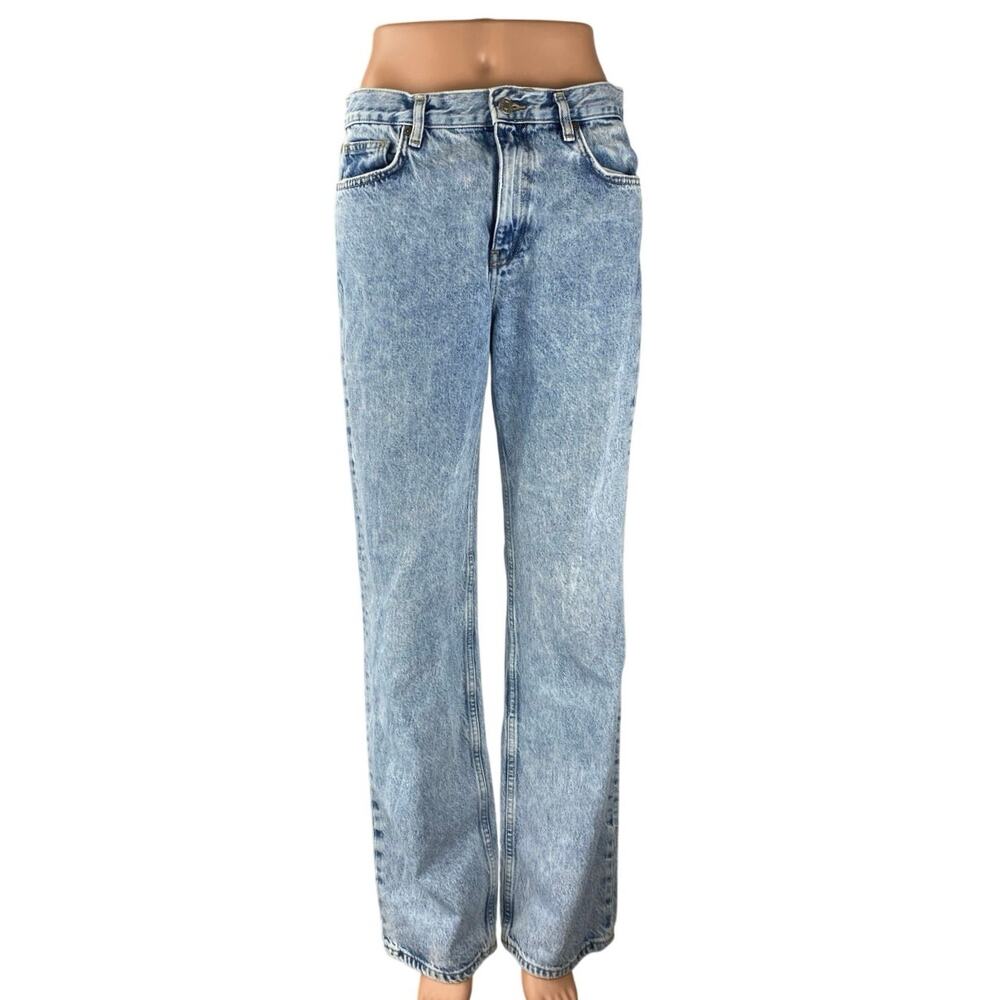 MNG Mango Women's Blue Light Wash High Rise Straight Leg Denim Jeans Size 8